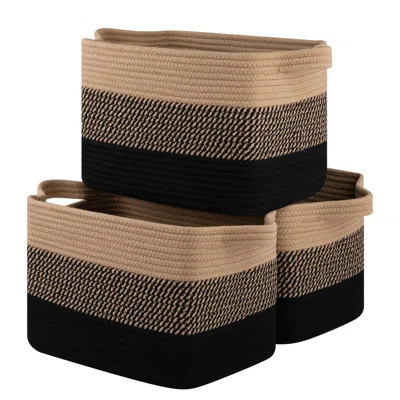 Storage Baskets, Woven Storage Baskets, Rectangular Decorative Baskets, Suitable For Shelves, Wardrobes, Toys, Books, Nursery Storage - 3-Pack (Black | Wayfair North America