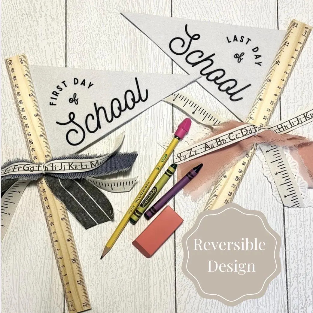 Reversible First / Last Day of School Pennant: Photo Prop with Wooden Ruler | Etsy (Global)