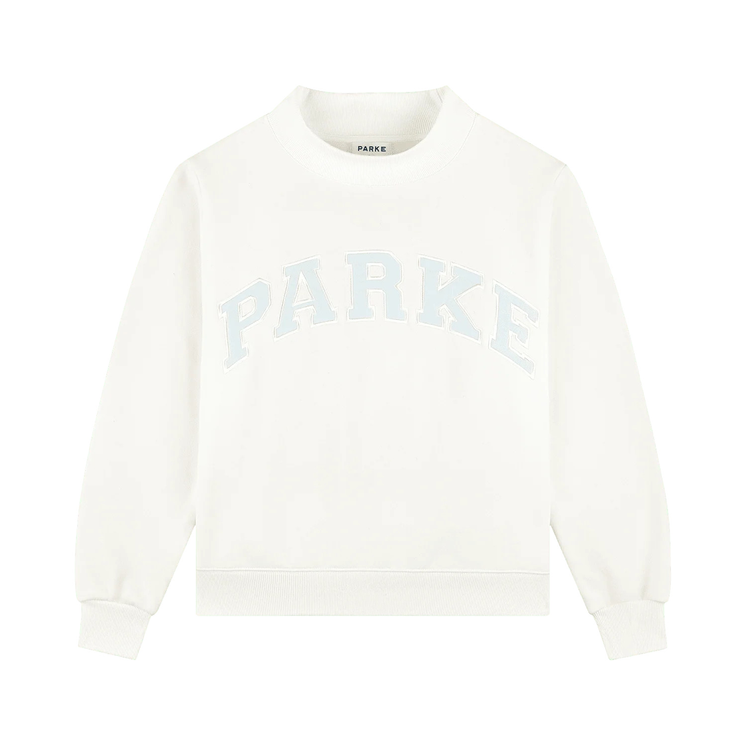 Bridal Varsity Mockneck - Pearl + Pale Blue | Parke