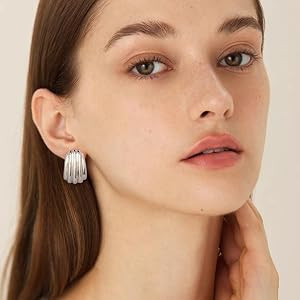 MUYAN Chunky Gold Textured Earrings for Women Trendy Minimalist Large Chunky Studs Fashion Jewelr... | Amazon (US)