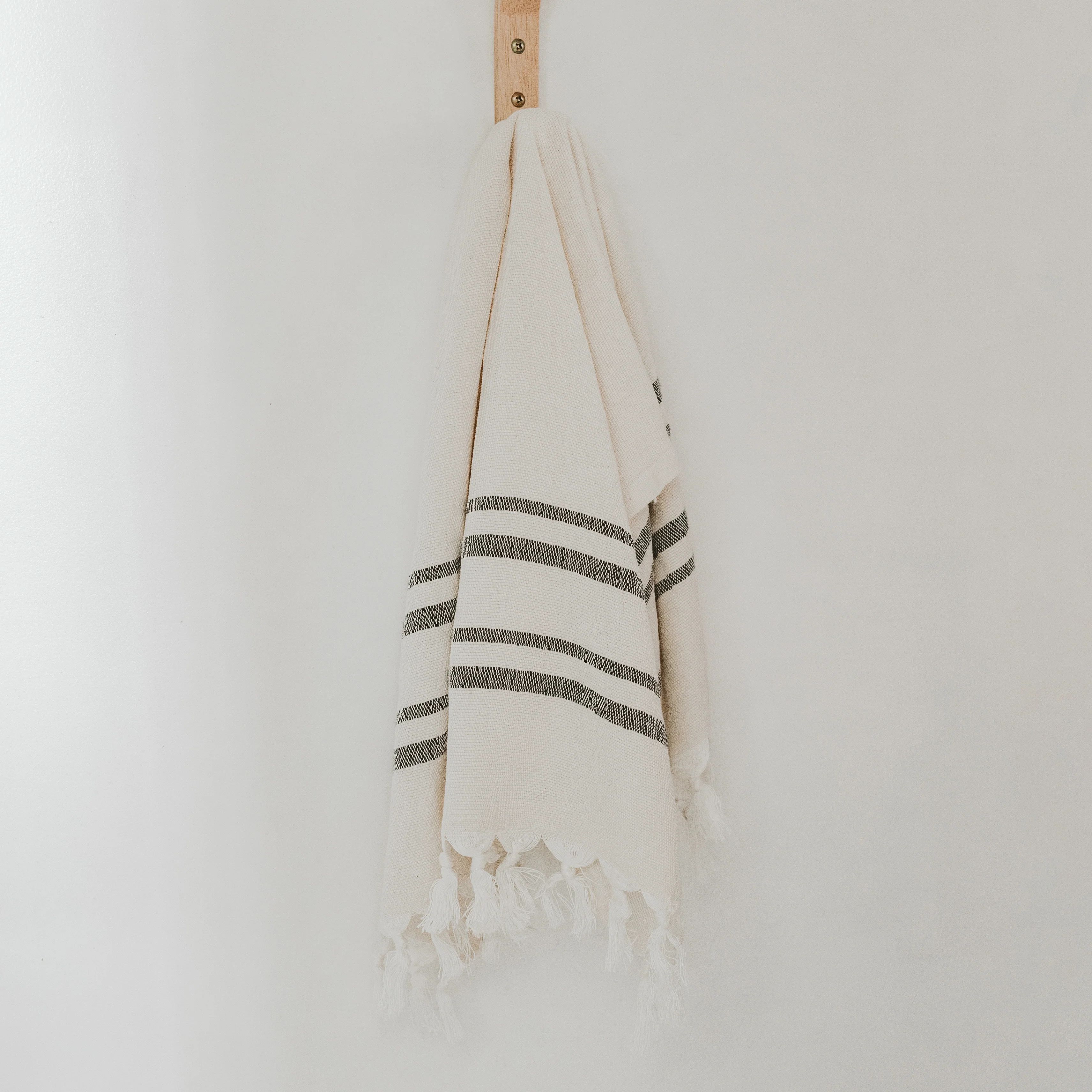 Haley Turkish Cotton + Bamboo Hand Towel - Two Stripe | Sweet Water Decor, LLC