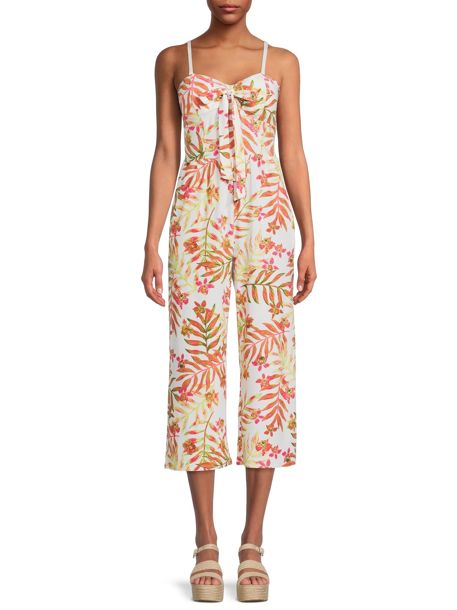 No Boundaries Juniors' Strapless Tie Front Jumpsuit - Walmart.com | Walmart (US)