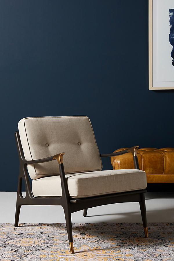 Linen Haverhill Chair By Anthropologie in Grey | Anthropologie (US)