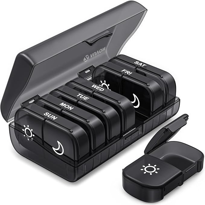 AUVON XL Weekly Pill Organizer 2 Times a Day, Pill Box 7 Day with One-Side Large Openings for Eas... | Amazon (US)