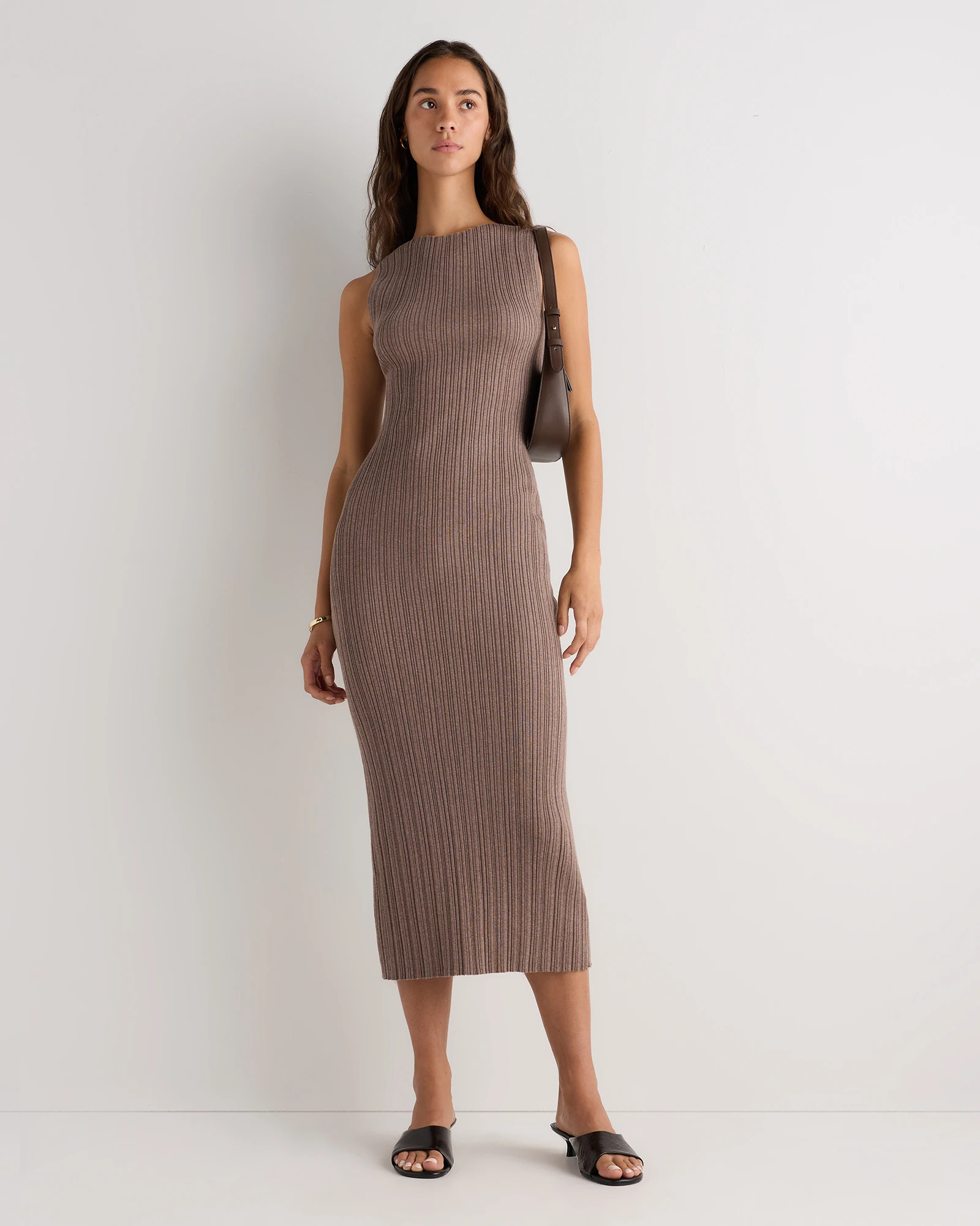 Cotton Cashmere Ribbed Sleeveless Midi Dress | Quince