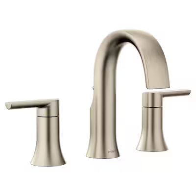 Moen Doux Brushed Nickel 2-Handle Widespread WaterSense Bathroom Sink Faucet with Drain Lowes.com | Lowe's