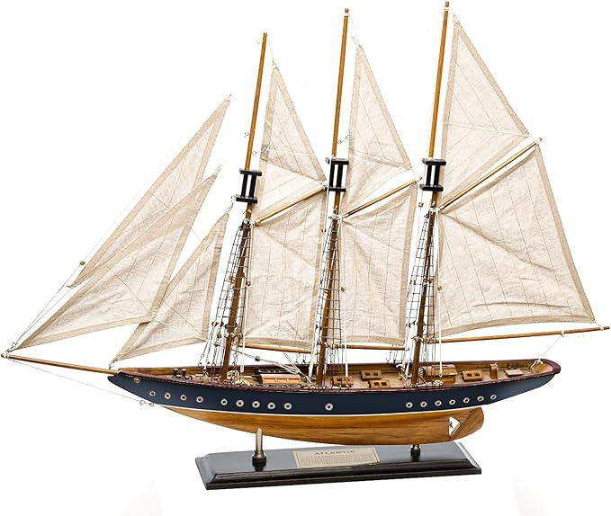 SAILINGSTORY 30" Wooden Sailboat Model Ship Sailboat Decor Schooner Atlantic 1:50 Scale Replica N... | Amazon (US)
