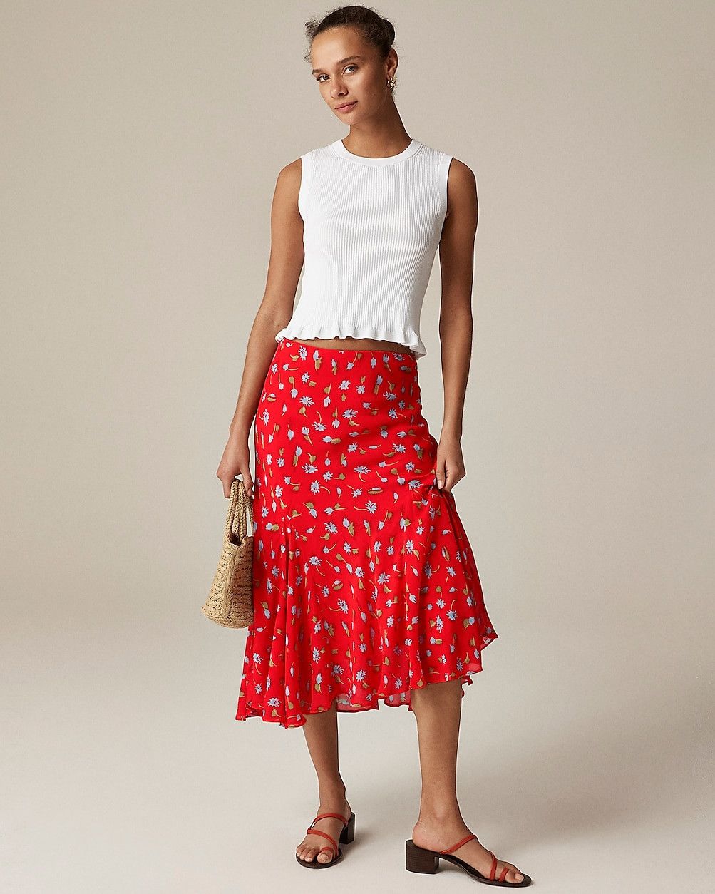 Gwyneth flounce-hem slip skirt in chiffon | J. Crew US