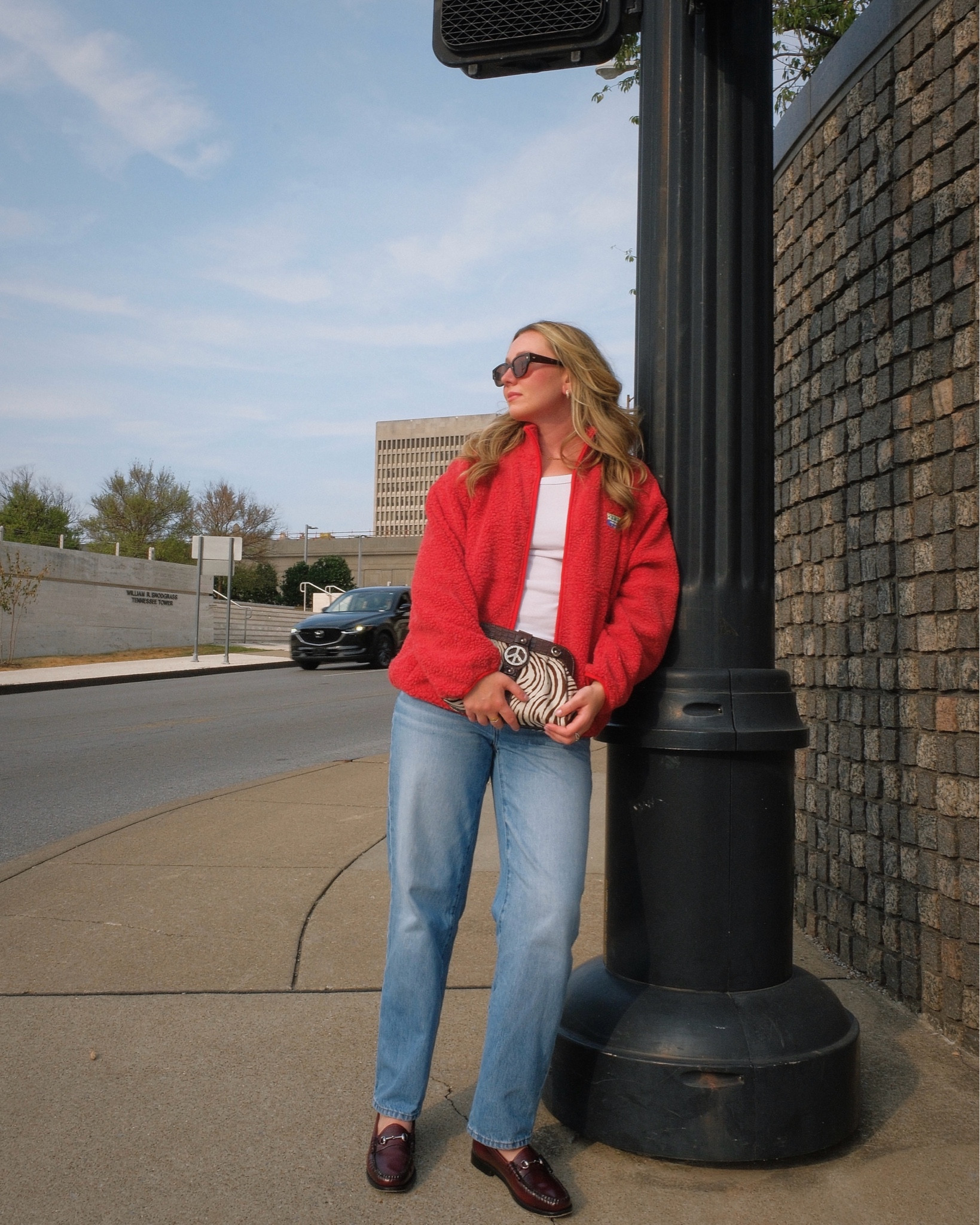 ready for fall 🍁

fall fashion, fall fashion inspo, red fleece, gh bass loafers, fall essentials 