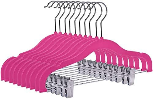 Quality Kids Children's Plastic Non Velvet Non-Flocked Thin Compact Skirt Pant Coat Hangers with Met | Amazon (US)