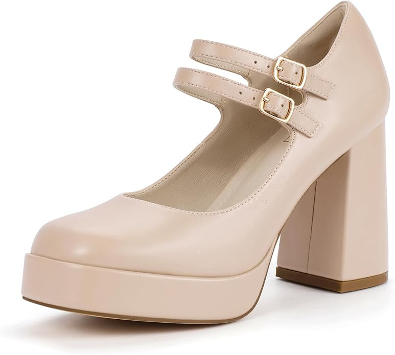 IDIFU IN4 Mary Jane Shoes Platform Chunky High Heels Closed Toe Dress Shoes for Women Wedding Wor... | Amazon (US)