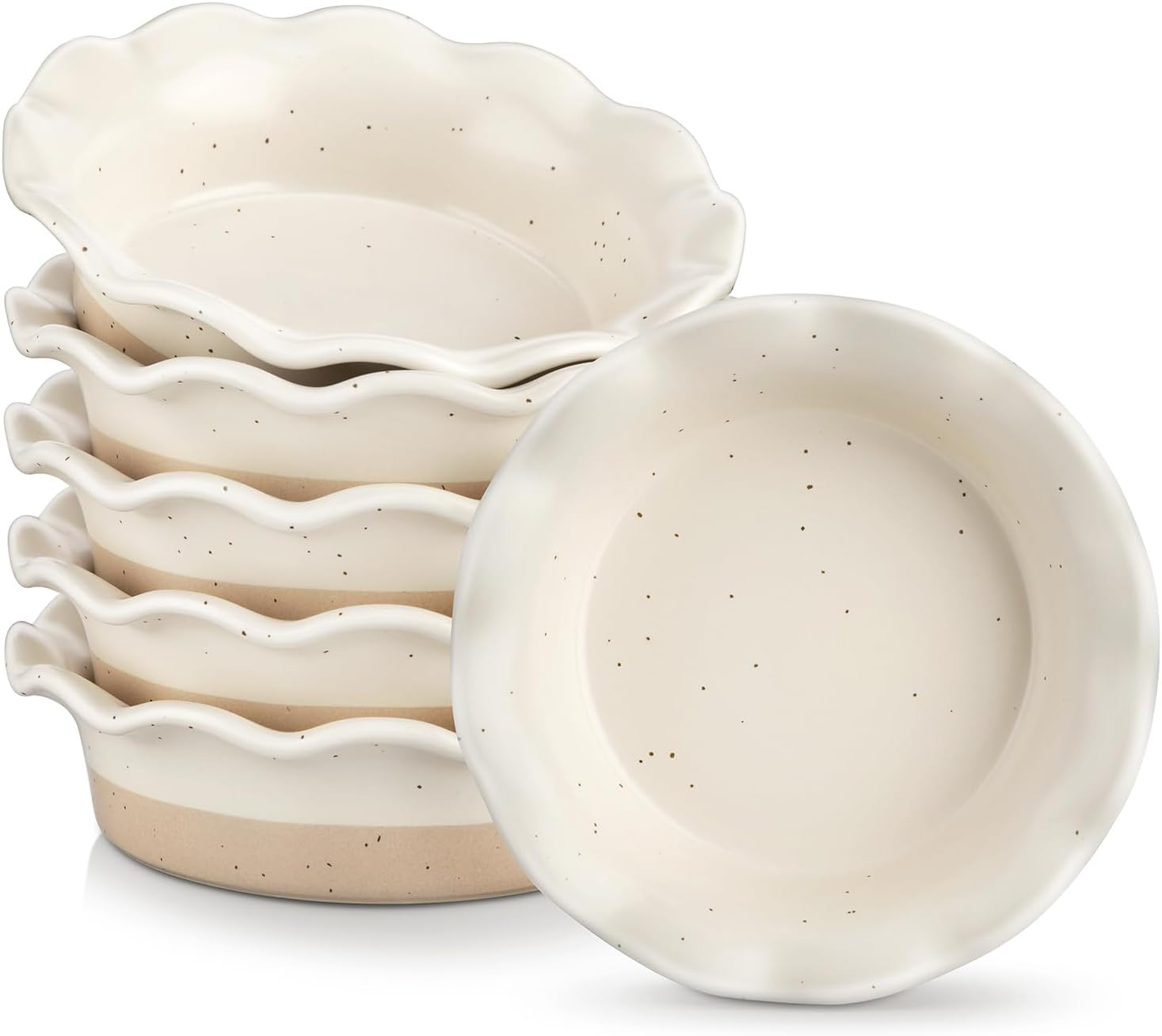 vancasso Sabine Ceramic Mini Pie Pans, 5.2 Inches Pie Pans Set of 6, Cream Colored, Small Round P... | Amazon (US)