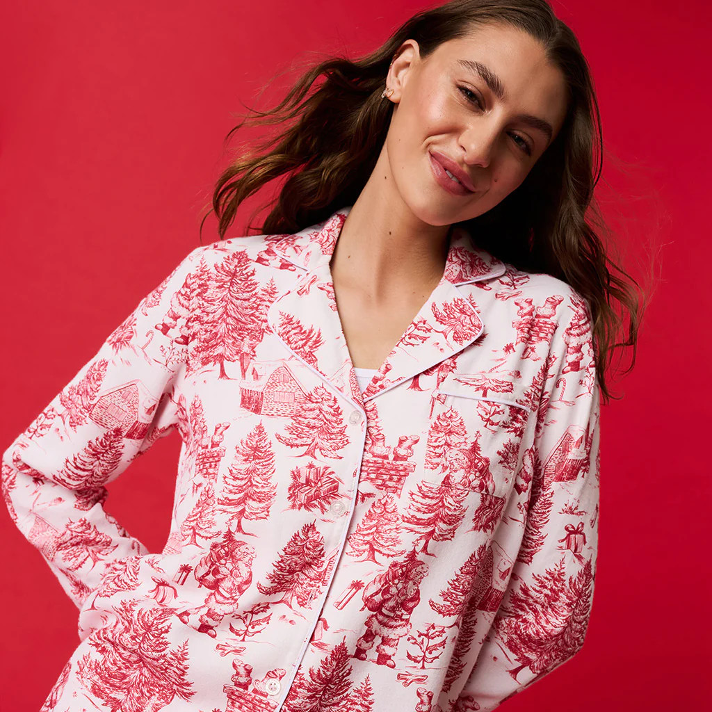 Holiday Red Luxe Womens Pajamas | Father Christmas | Posh Peanut