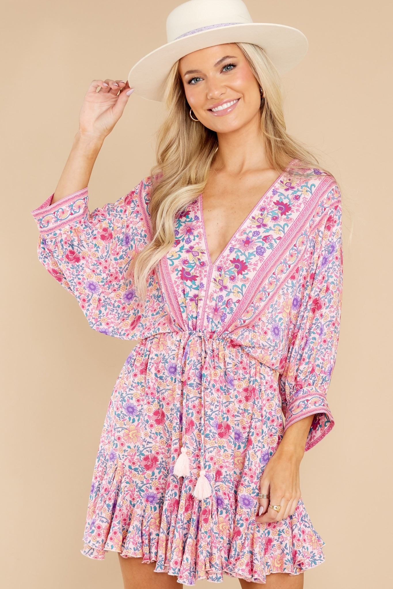 Love Blossoms Pink Floral Print Dress | Red Dress 