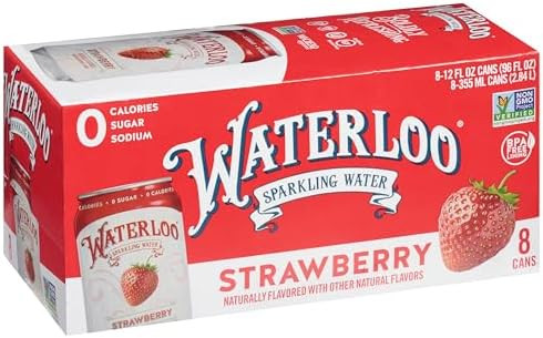 Waterloo, Strawberry Sparkling Water, 12 Fl Oz, 8 Pack | Amazon (US)
