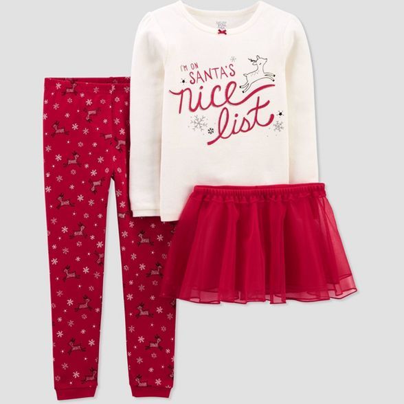 Toddler Girls' 3pc Santa's Nice List Pajama Set - Just One You® made by carter's | Target