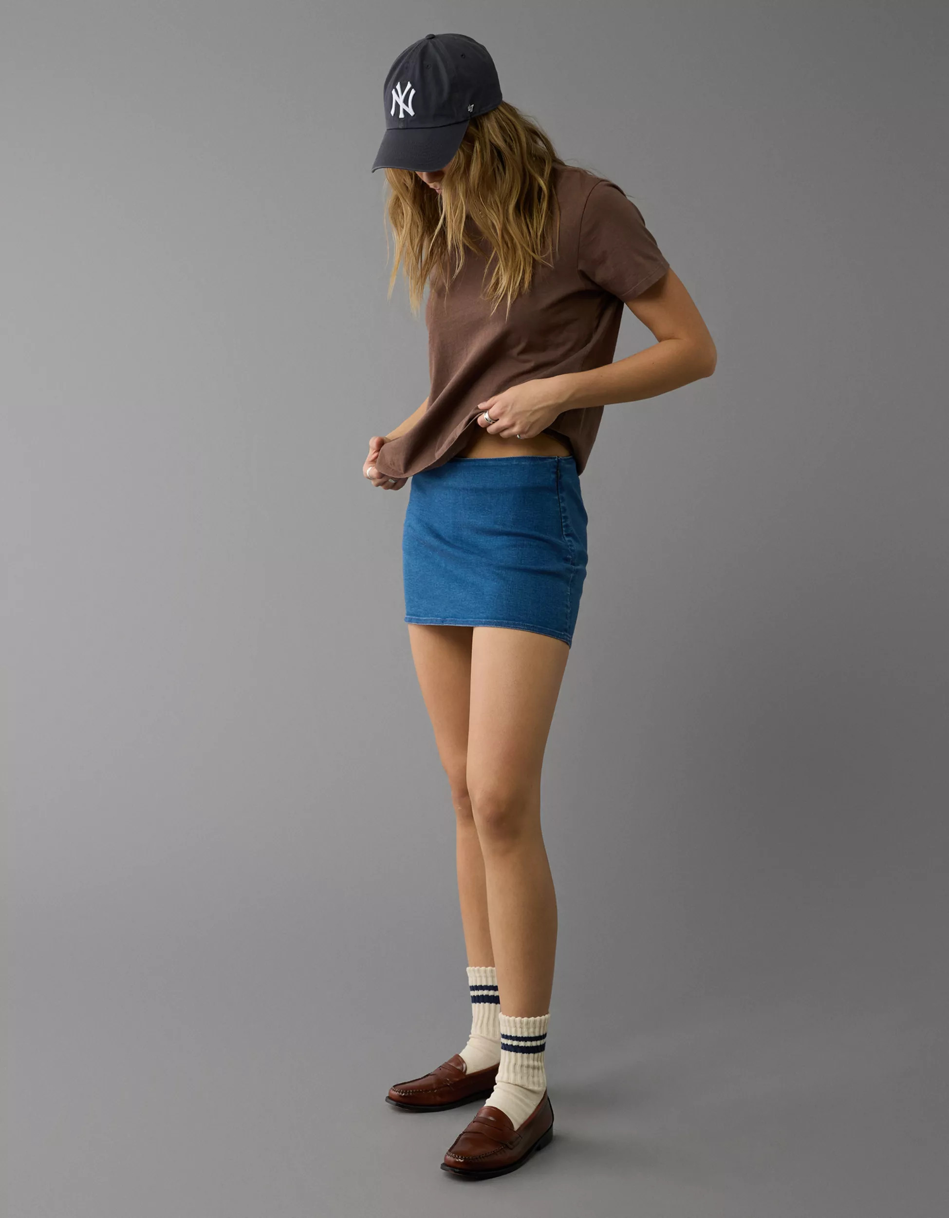 AE Next Level Low-Rise Denim Micro Skort | American Eagle Outfitters (US & CA)