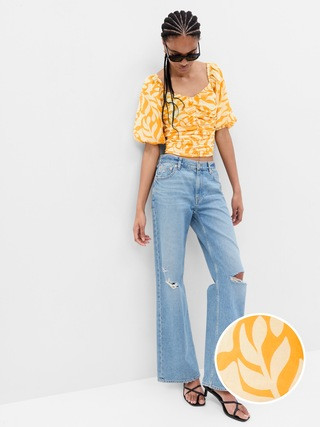 Puff Sleeve Ruched Top | Gap (CA)