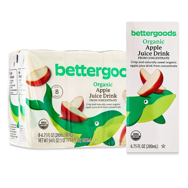 bettergoods Organic Apple Juice Drink, 6.75 fl oz, 8 Count | Walmart (US)