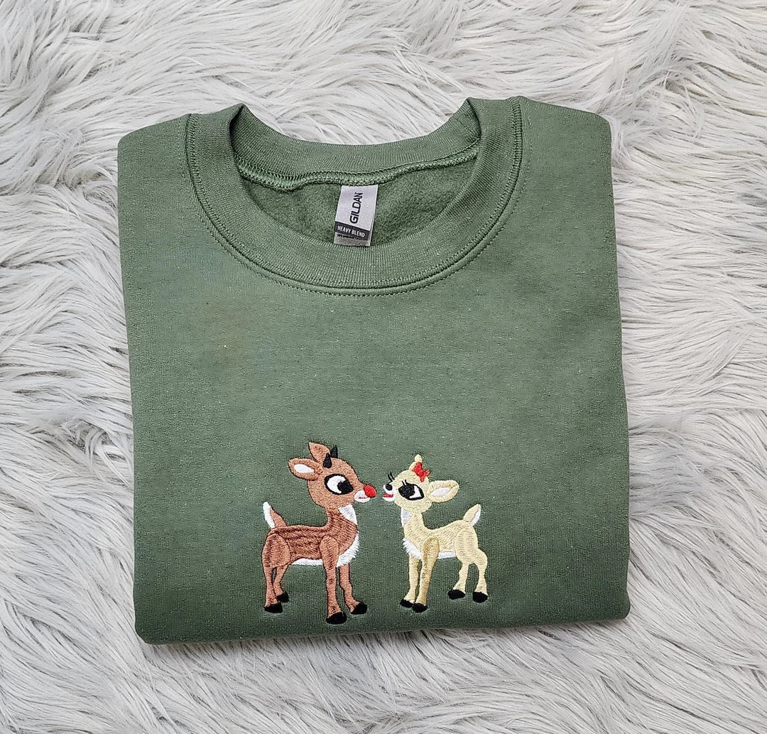 Embroidered Classic Rudolph and Clarice Sweatshirt - Etsy | Etsy (US)