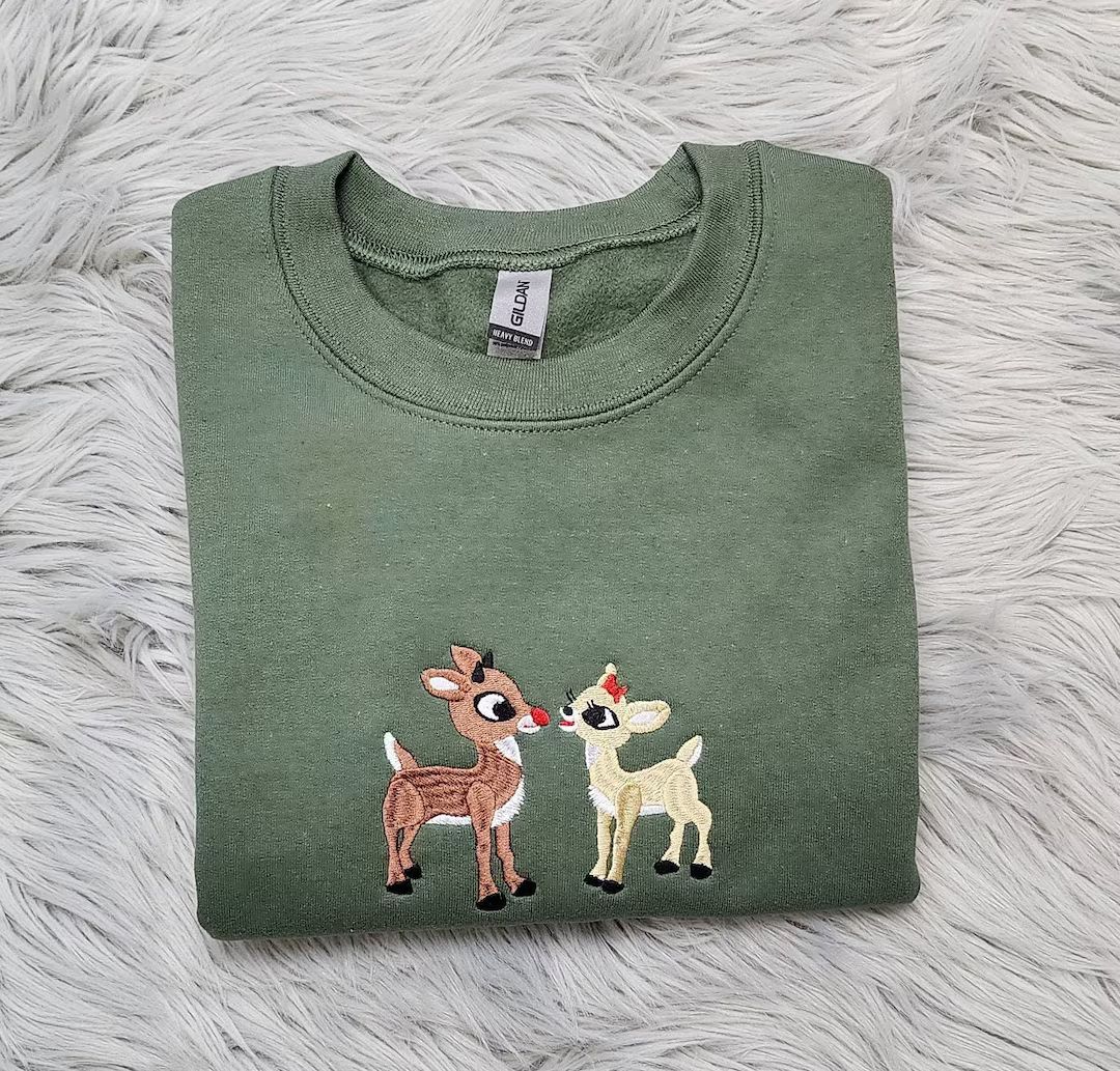 Embroidered Classic Rudolph and Clarice Sweatshirt - Etsy | Etsy (US)