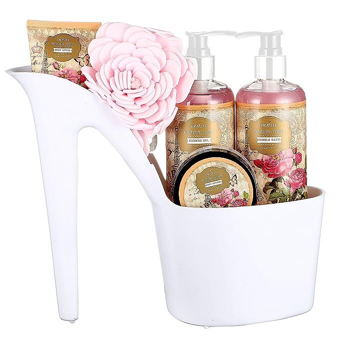 Gifts for Mom - Heel Shoe Spa Basket For Women 5 Pcs Rose Scented Home Relaxation Set w/ Body Lot... | Amazon (US)