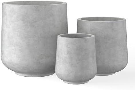 Kante 15.3"+11.6"+8.2" Dia Round Concrete Planter, Large Outdoor Indoor Planter Pots Containers w... | Amazon (US)