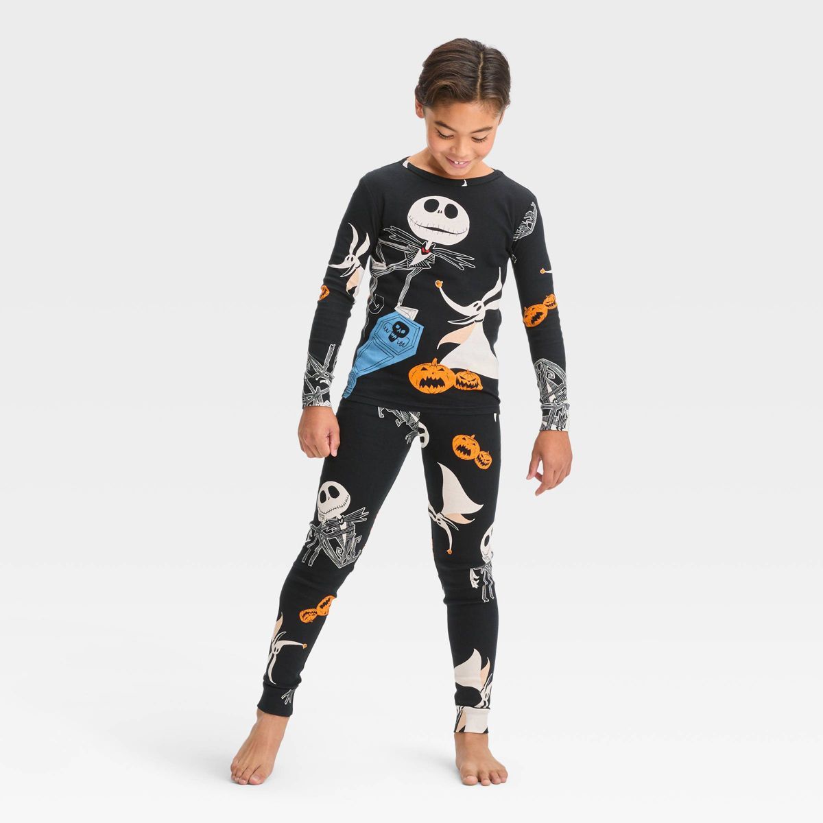 Boys' The Nightmare Before Christmas Halloween 2pc Snug Fit Long Sleeve Pajama Set - Black | Target