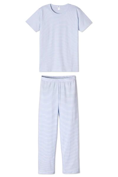 Pima Short-Long Weekend Set in French Blue | LAKE Pajamas