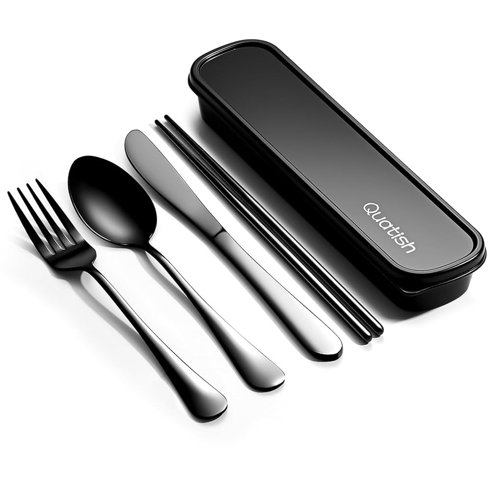 Travel Utensils with Case, Quatish Portable Silverware Set for Work, Stainless Steel Reusable Tra... | Amazon (US)