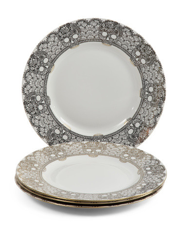4pk Porcelain Skull Lace Dinner Plates | TJ Maxx