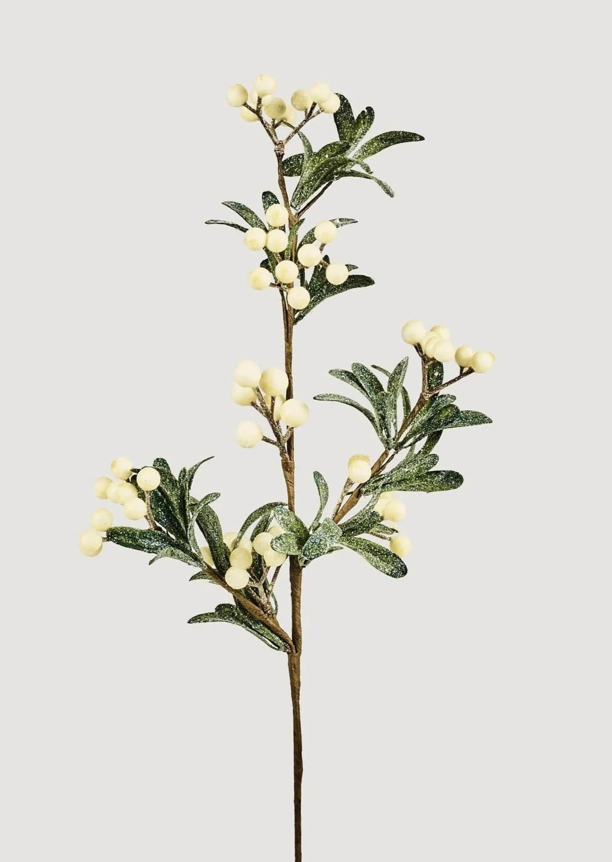 Glittered Artificial Berry Branch in Cream - 23" | Afloral
