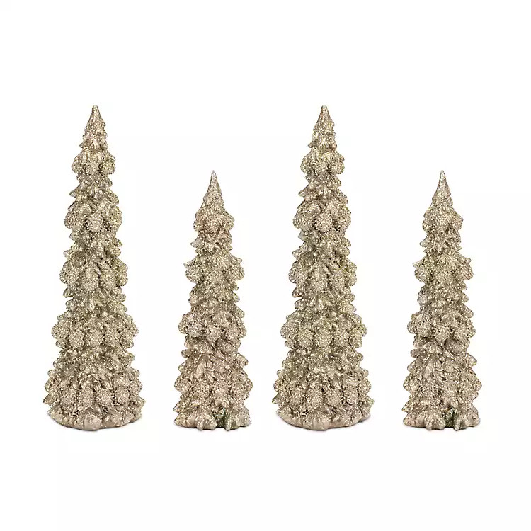 Gold Glitter Resin Christmas Trees, Set of 4 | Kirkland's Home