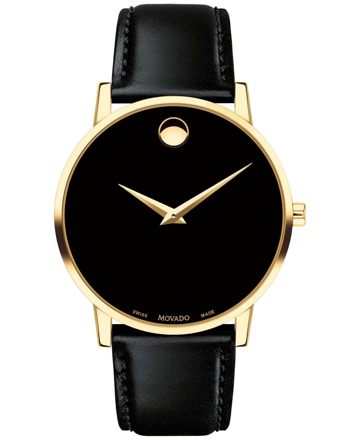 Movado Men's Swiss Museum Classic Black Leather Strap Watch 40mm - Black/Gold Black | Macy's