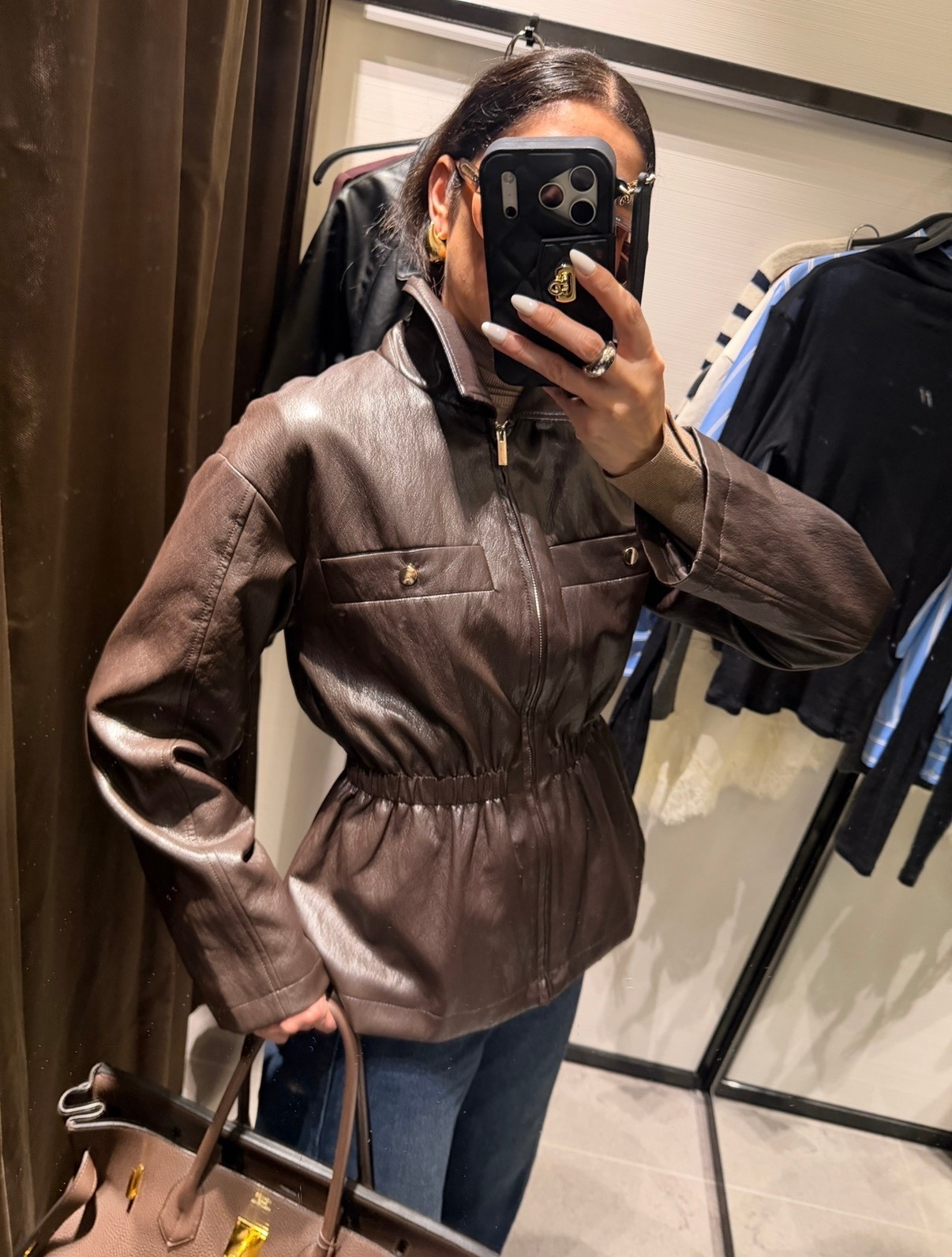 Zara Faux brown leather jacket