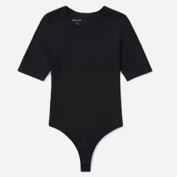 EVERLANE The Short-Sleeve Crew Neck Bodysuit in Black Half Sleeve Thing Small | Poshmark