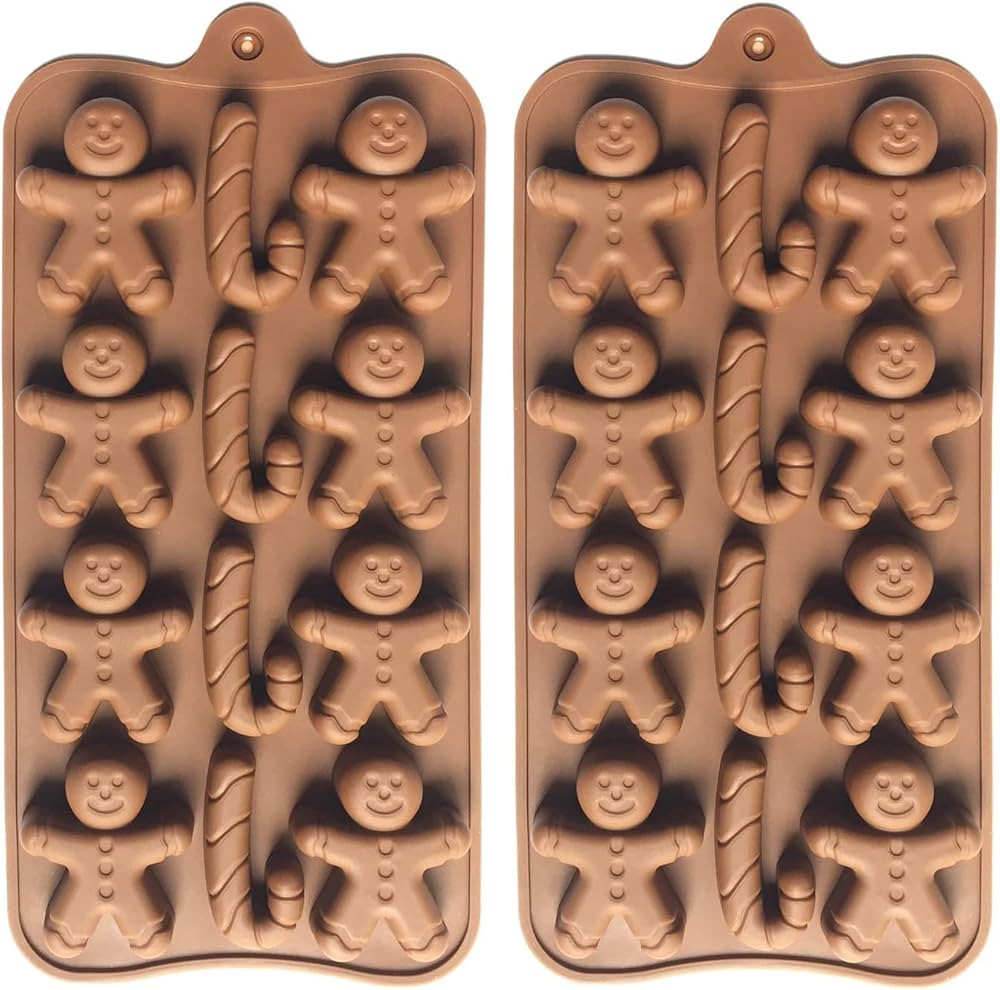 2PCS Gingerbread Man Candy Cane Silicone Chocolate Molds Non-Stick Food Grade Cookier Soap Jelly ... | Amazon (US)