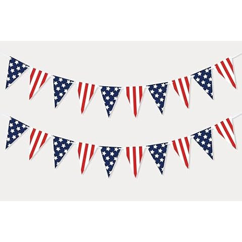 American Stars and Stripes Flag Bunting Garland USA Triangle Banner Patriotic Party Decoration fo... | Amazon (US)
