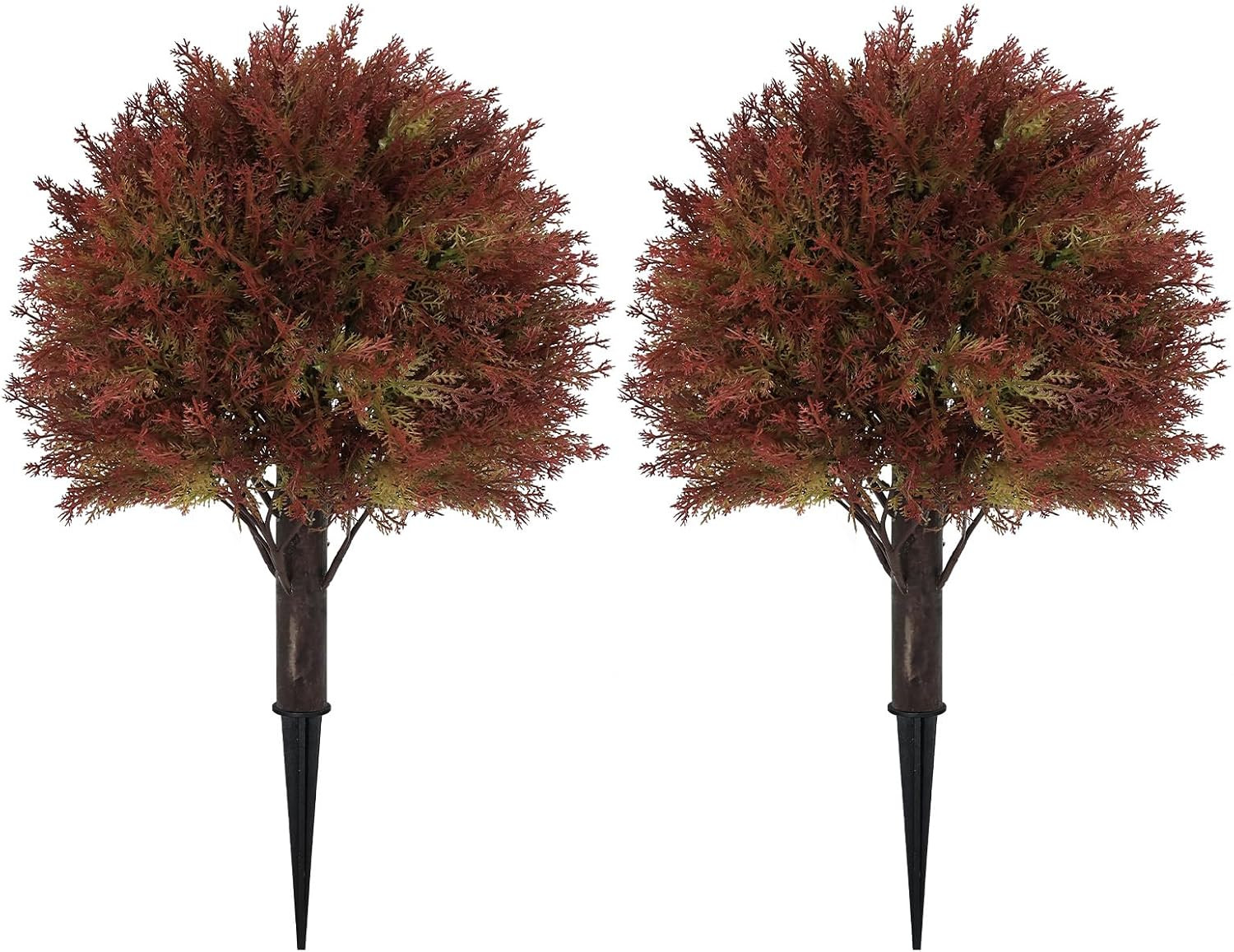 24" Artificial Fall Outdoor Plants, Faux Cedar Bushes & Shrubs, Set of 2 | Amazon (US)