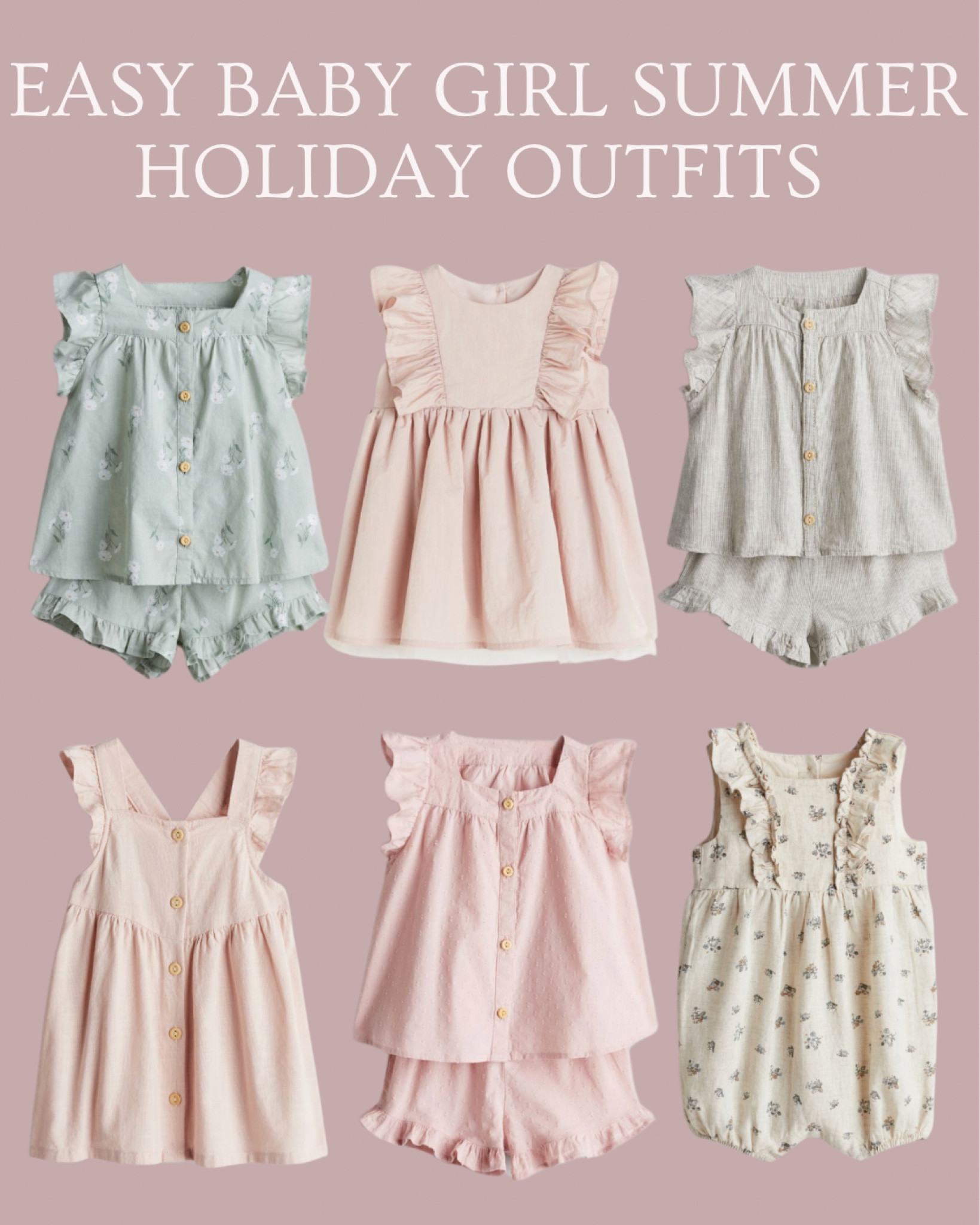 The most adorable baby girl summer holiday outfit ideas!
.
Make packing super easy with these cute outfits all at affordable prices. Available in sizes 4 months - 4 years.

.
Baby girl lightweight dresses - linen outfits - dusky pink baby clothes - toddler outfits - summer holiday packing - vacation clothes - baby girl dress - baby girl two piece set - affordable baby clothes - h&m baby - h and m toddler 

#LTKbaby #LTKtravel #LTKkids