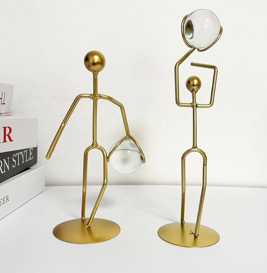 Gold Iron Basketball Figurines with Crystal Balls, 2pcs/ Set Metal Decorative Accents Statues for... | Amazon (US)