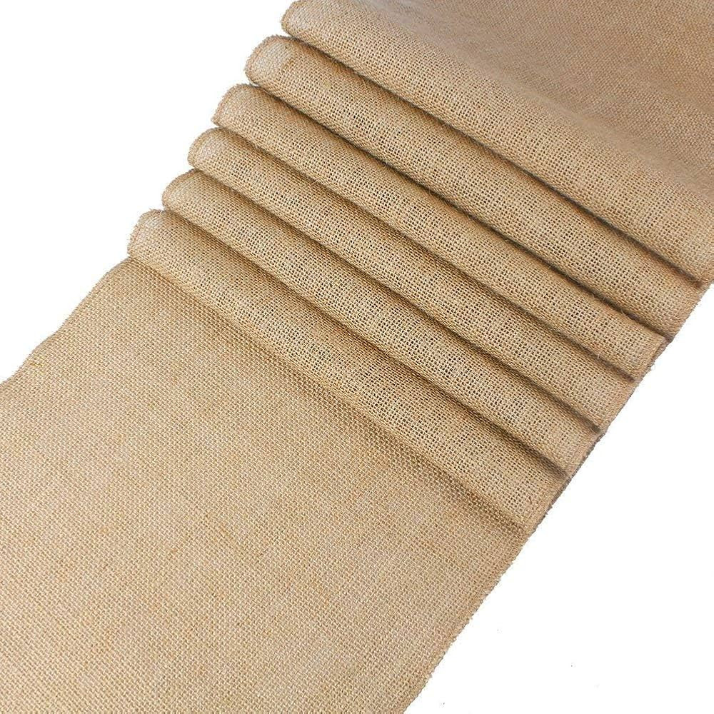 MDS Pack of 10 Pieces Wedding 12 x 108 inch Long Natural Burlap Table Runner, Rustic Farmhouse Ju... | Amazon (US)