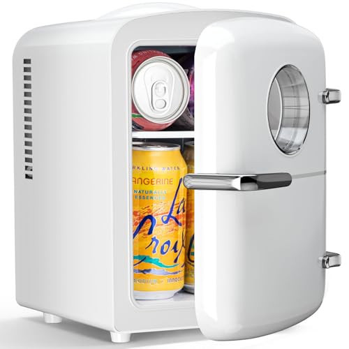 Antarctic Star Mini Fridge, 4L Capacity/6 Cans Portable Cooler and Warmer Compact Refrigerator, for Bedroom,Car,Office and Dorm, Small Cooler and Warmer for Cosmetics, Beverage and Food, White | Amazon (US)