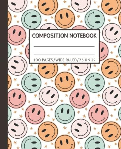 Composition Notebook Wide Ruled: Smiley Faces Aesthetic Preppy Notebook | Cute Composition Notebo... | Amazon (US)