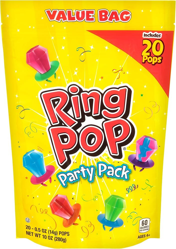 Ring Pop Lollipops - Bulk Candy Individually Wrapped Suckers Variety Party Pack- 20 Count w/ Asso... | Amazon (US)