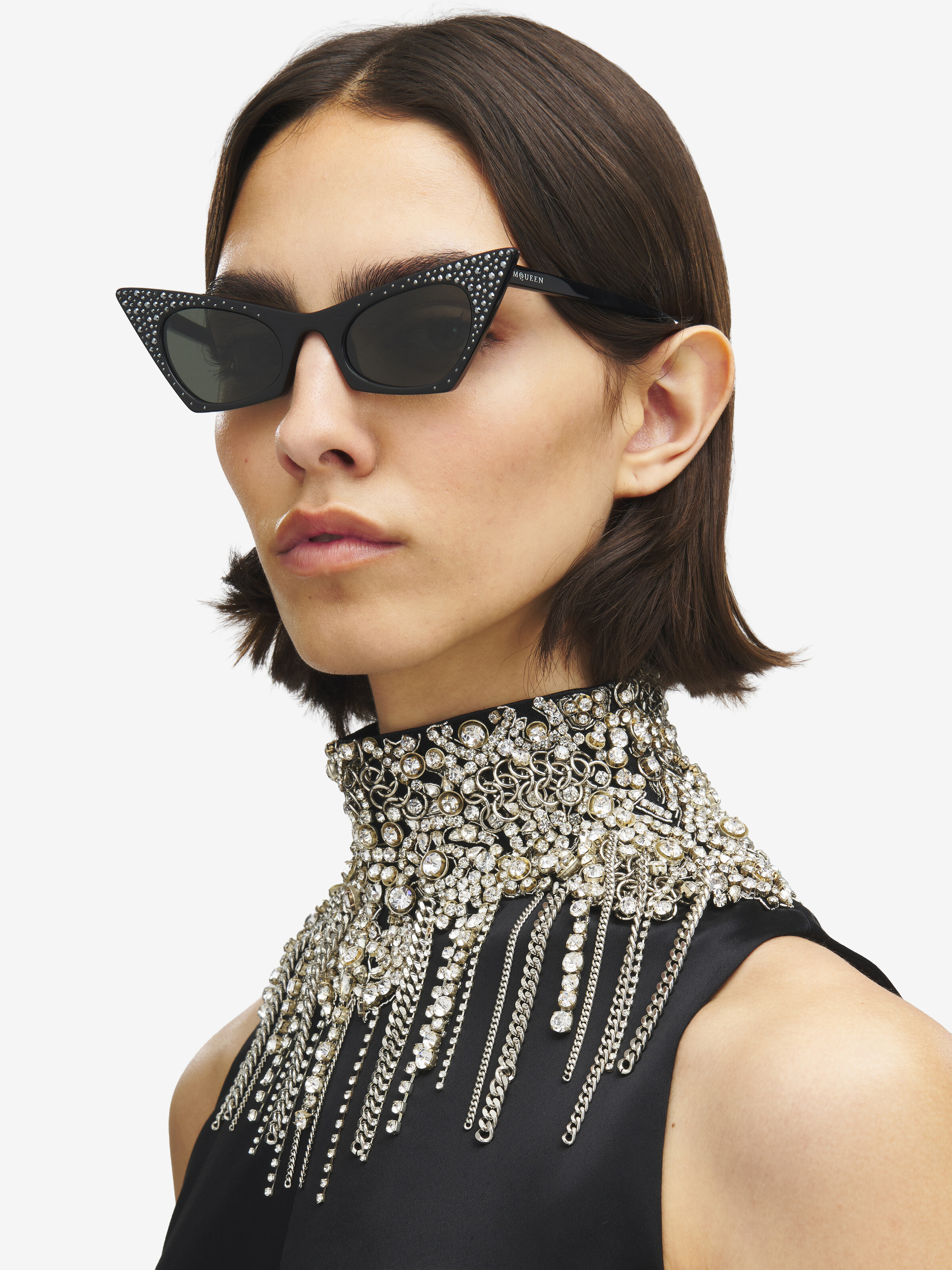 Women's Spike Cat-eye Sunglasses in Black | Alexander McQueen