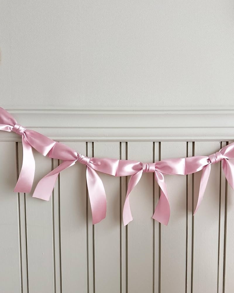 Rosewood Blush Pink Bow Garland - Pre-Assembled 6ft Rustic Baby Shower Decor, Coquette Birthday &... | Amazon (CA)