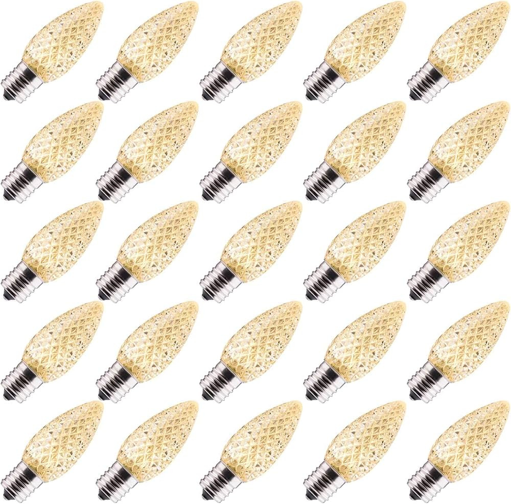 25 Pack C9 Led Replacement Christmas Light Bulb, C9 Shatterproof Led Bulb for Christmas String Li... | Amazon (US)