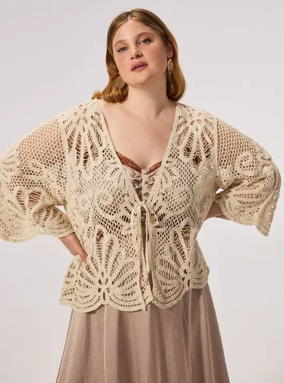 Crochet Ruana With Sleeves in Black | Torrid (US & Canada)