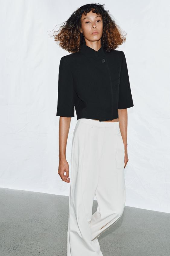 ZW COLLECTION CROPPED SHORT SLEEVE BLAZER | Zara UK